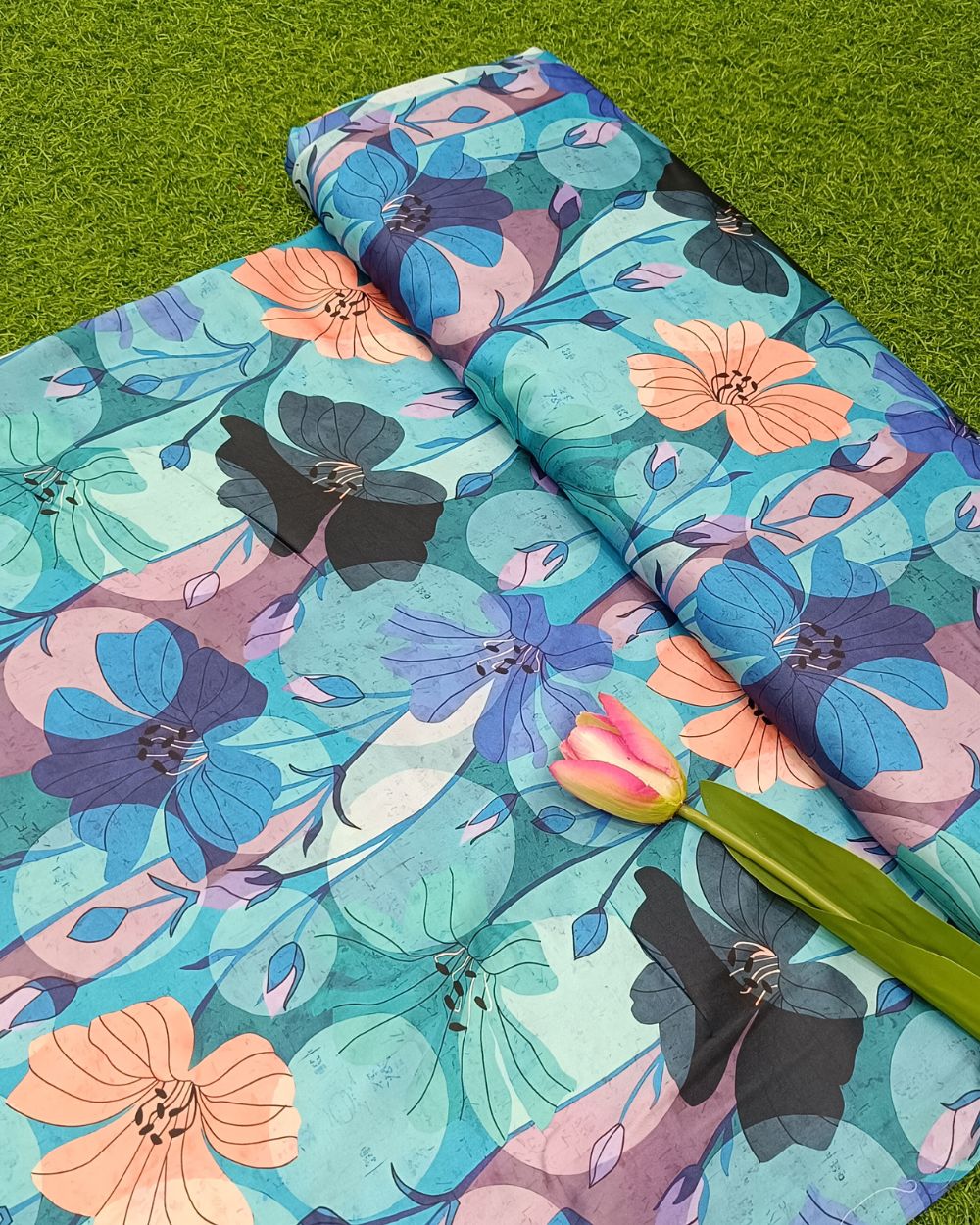 Printed California Blue Colour 44 Inches Width