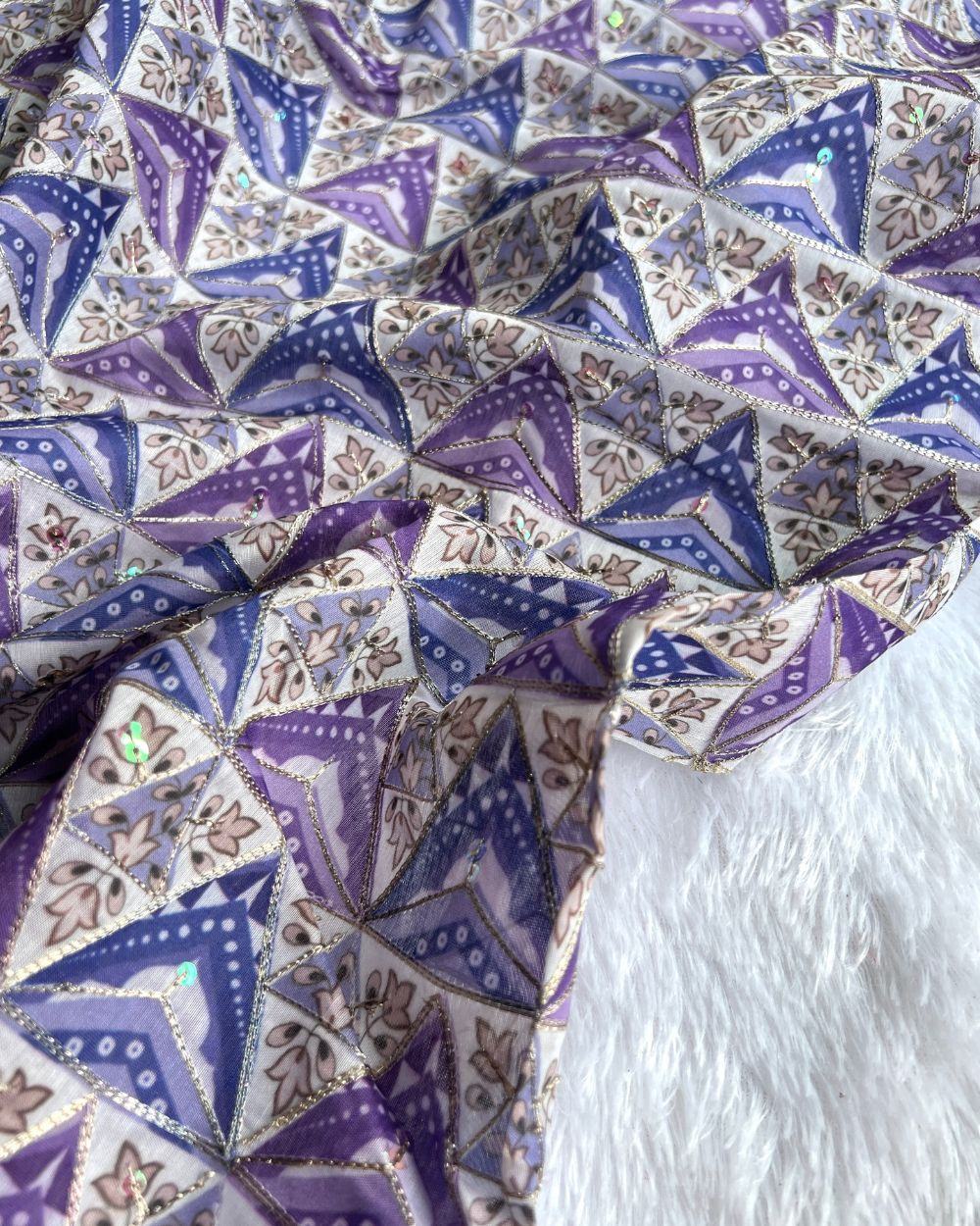 Cotton Silk Work Purple Colour 46 Inches Width