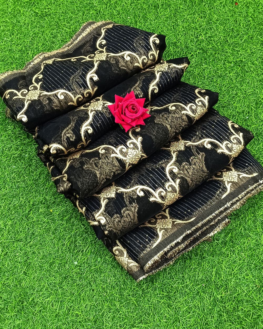 Organza Zari Work Black Colour 45 Inches Width