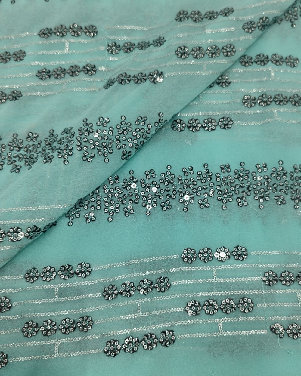 Georgette Work Turquoise Colour 43 Inches Width