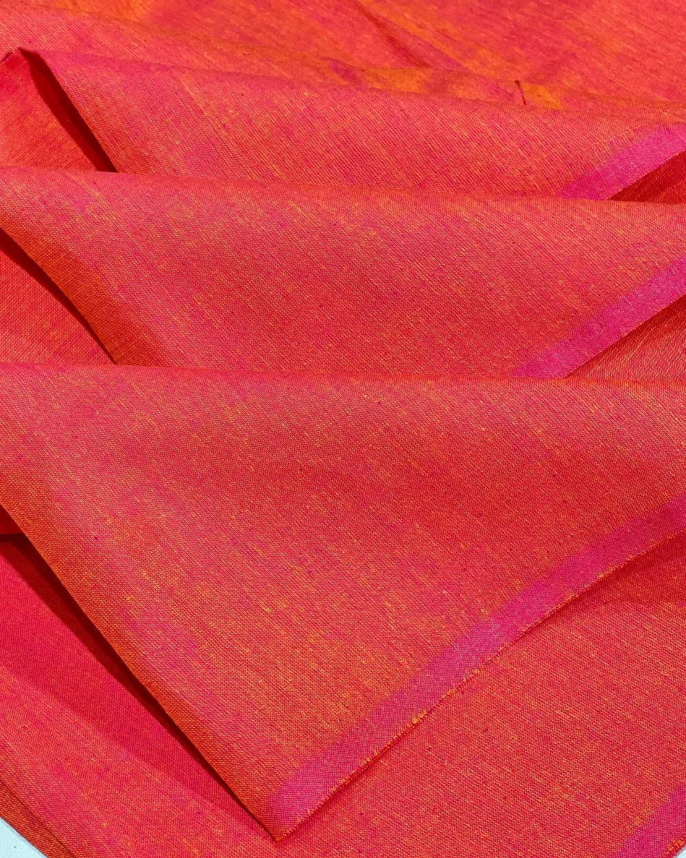 Plain Khadi Cotton Fabric Orange Colour 45 Inches Width