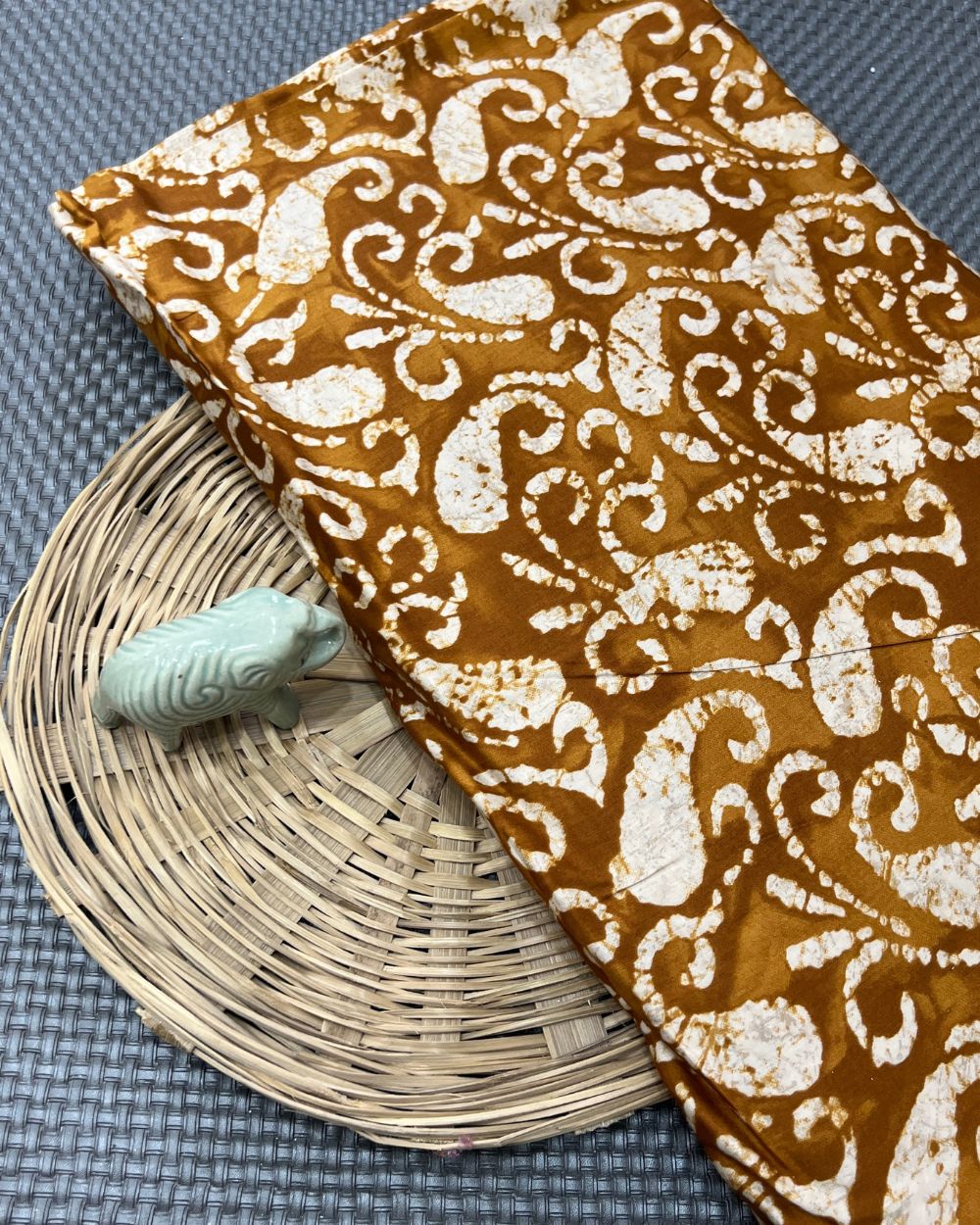 Printed Glazed Cotton Toffee Brown Colour 42 Inches Width