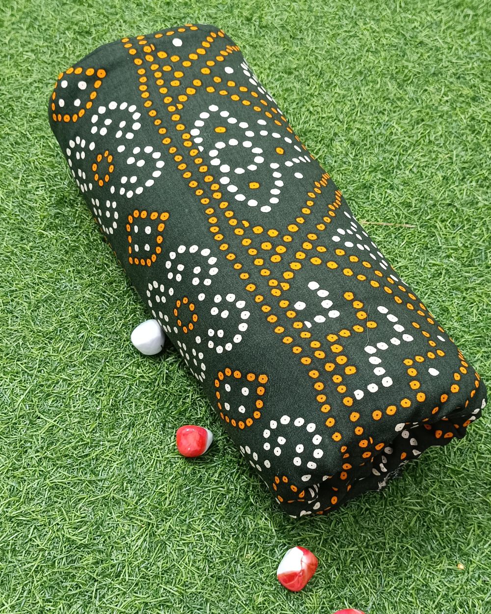 Rayon Bandhani Print Bottle Green Colour 42 Inches Width