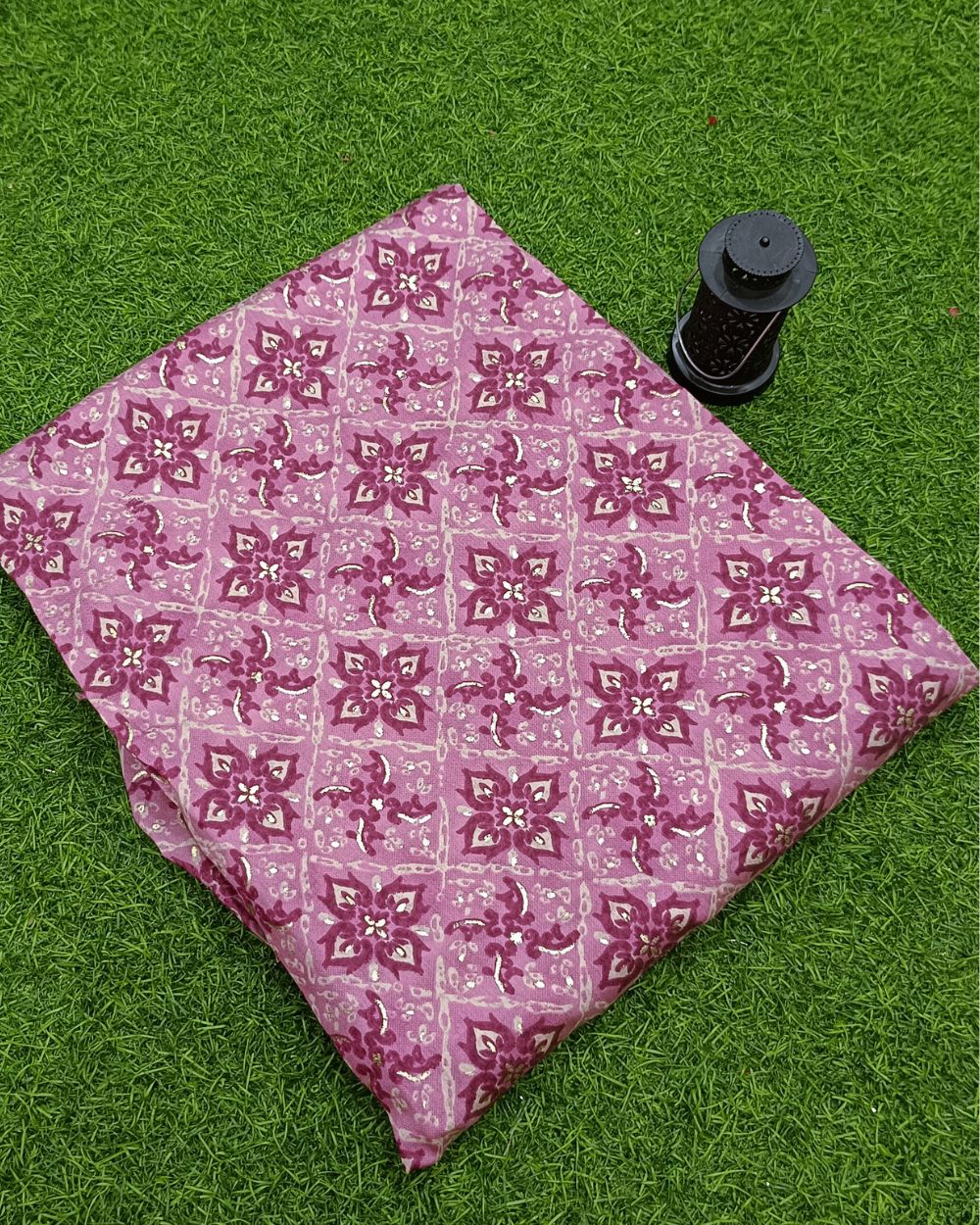 Printed Muslin Unstitched Top (2.40 mtr) & Bottom (2.40 mtr) Set Pink Colour 42 Inches Width