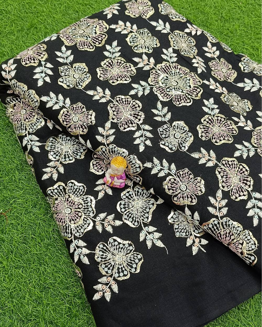 Cotton Work Black Colour 43 Inches Width