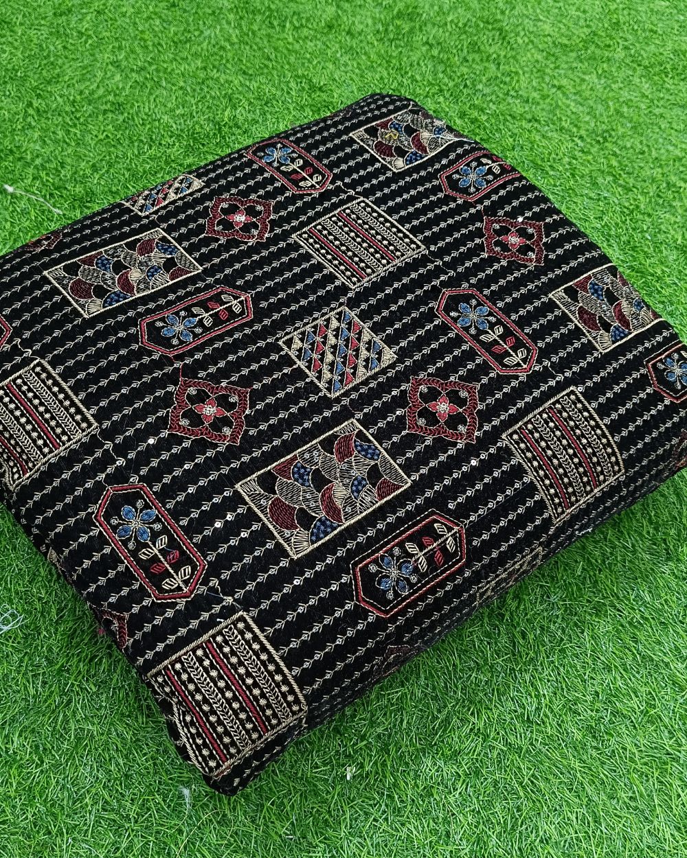 Velvet Work Black Colour 42 Inches Width