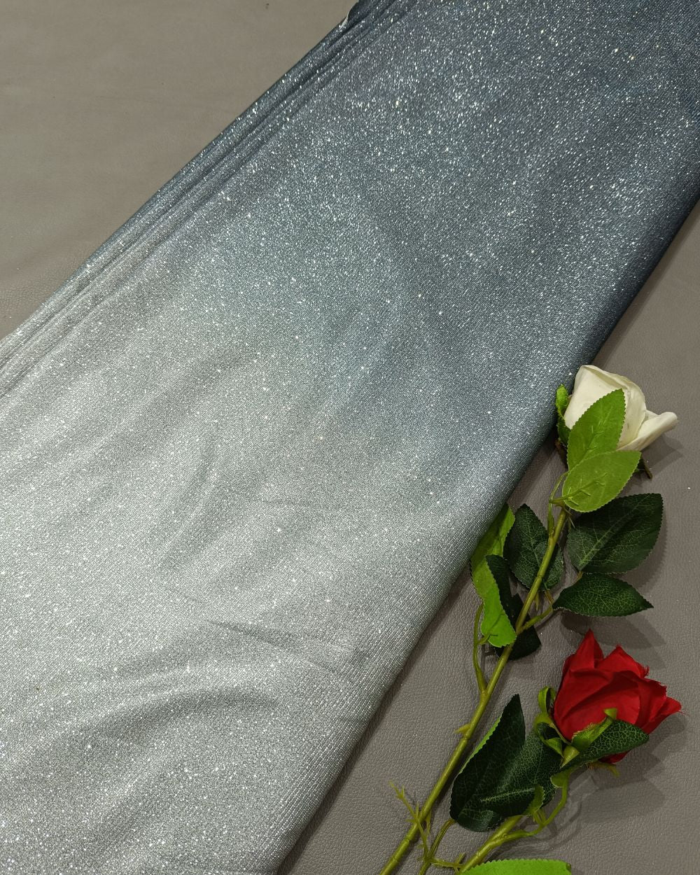 Imported Sparkle Dual Tone Shaded (Silver & Grey) Colour 55 Inches Width