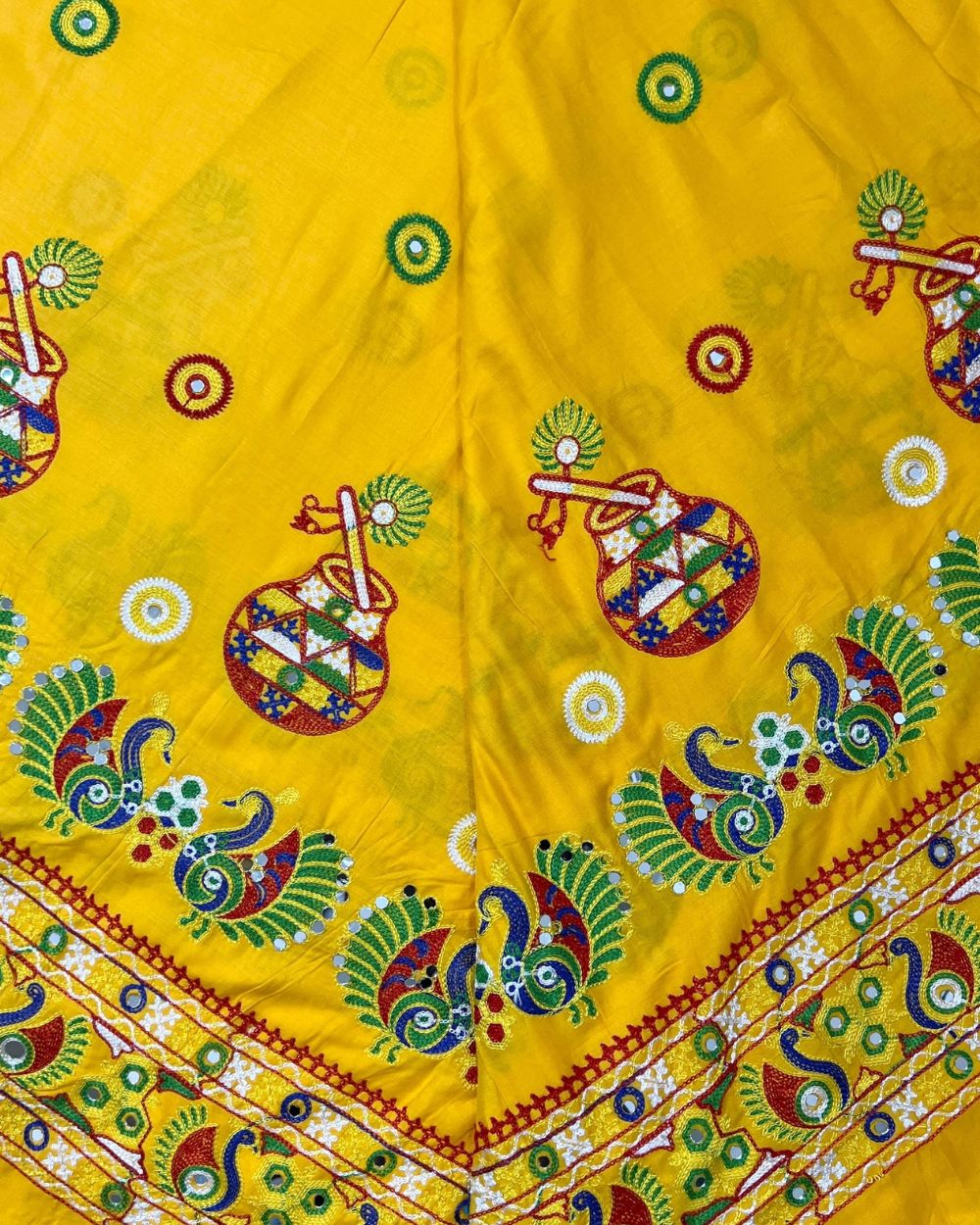 Rayon Gamthi(Rajasthani) Work Yellow (Multicolor) 45 Inches Width