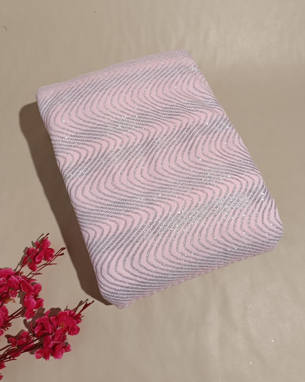 Imported Leheriya Sparkle Baby Pink Colour 58 Inches Width
