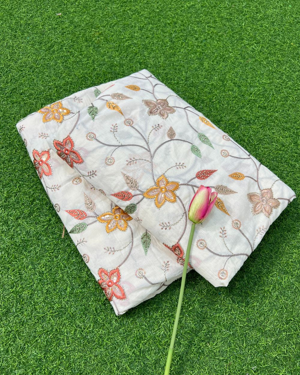 Kora Cotton Work Multicolor 46 Inches Width