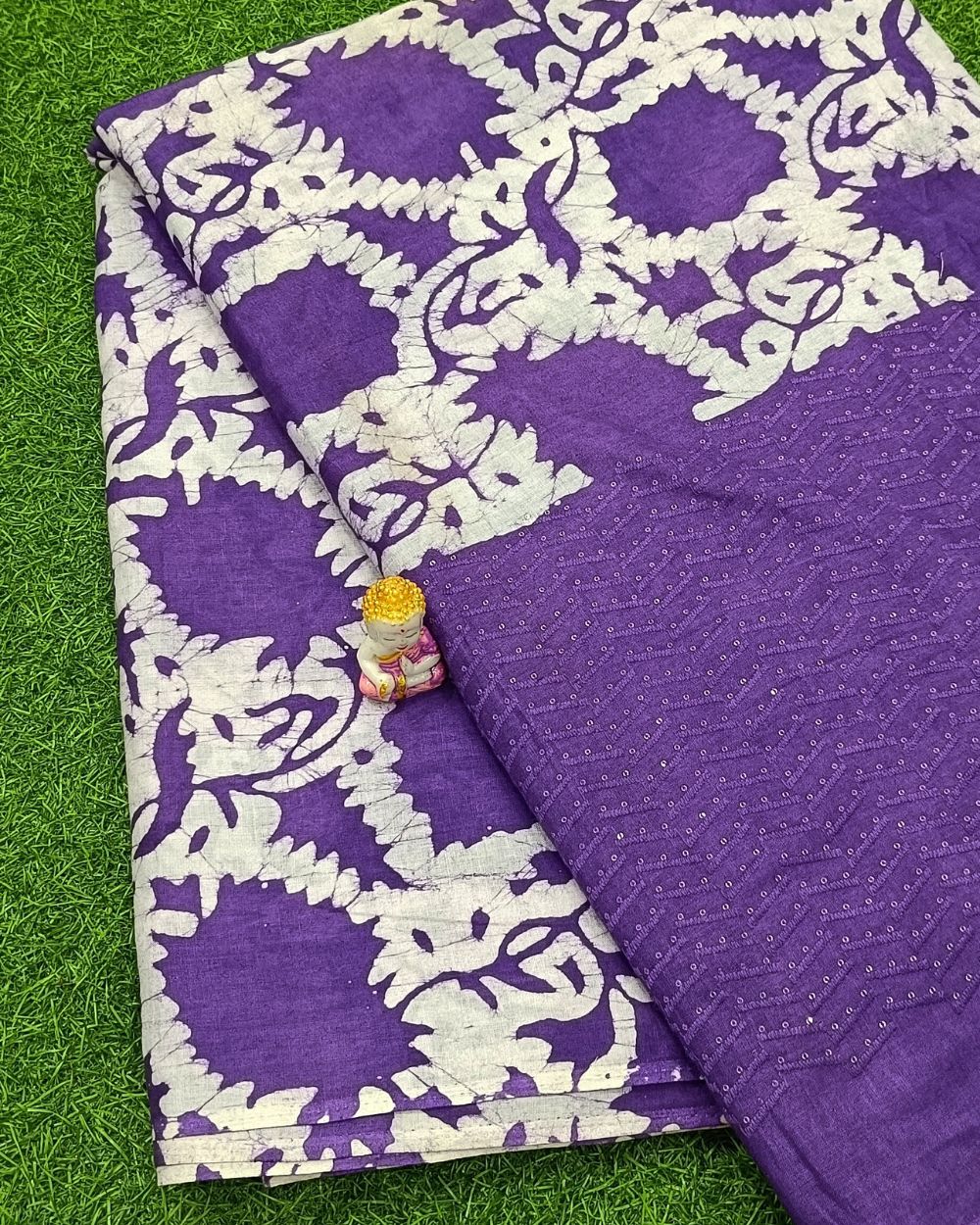 Cotton Border Work Purple Colour 40 Inches Width