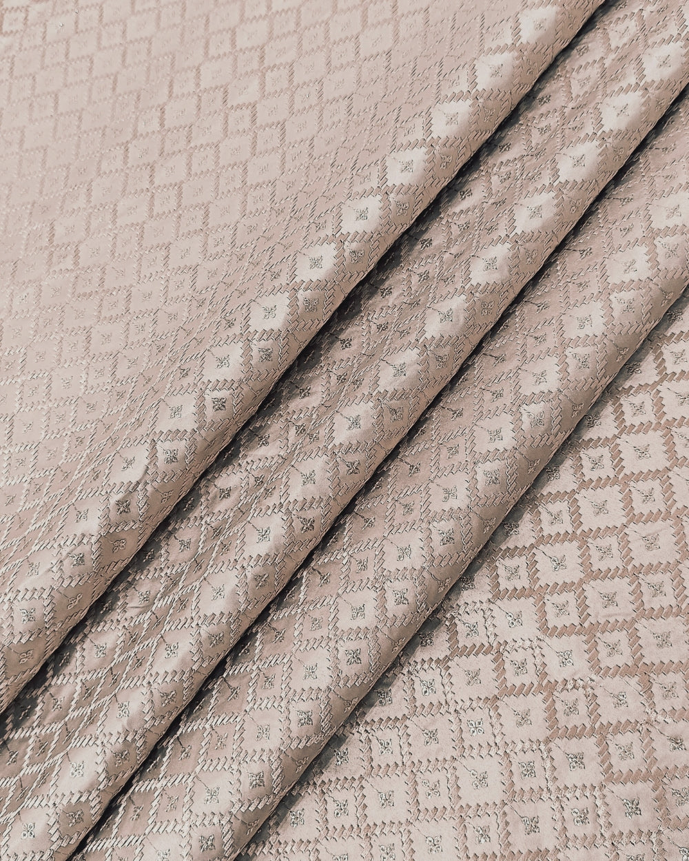 Malai Silk Work Pastel Peach Colour 43 Inches Width