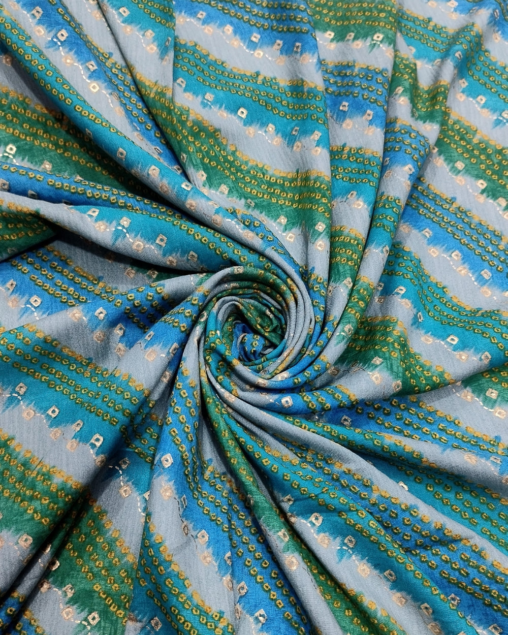 Rayon Foil Digital Print Peacock Green(Morpankhi) Colour 44 Inches Width
