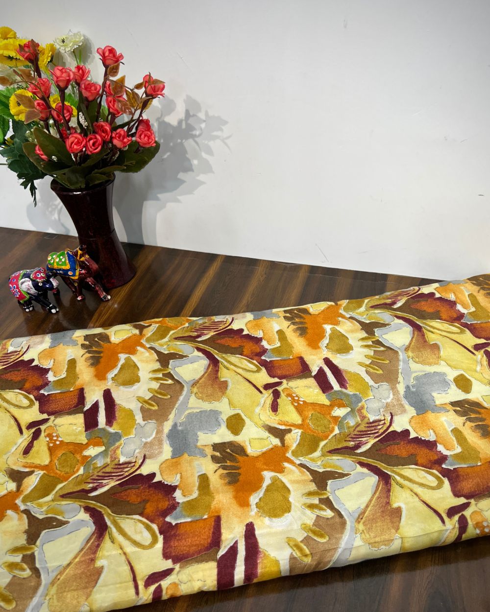 Printed Cotton (Foil) Mustard Yellow Colour 44 Inches Width