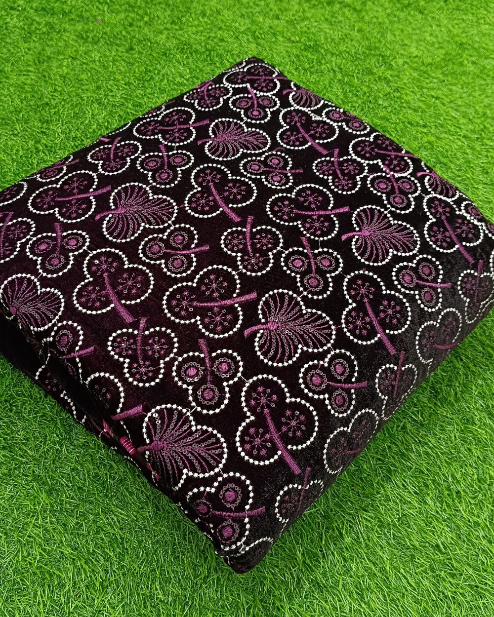 Velvet Work Dark wine Colour 44 Inches Width