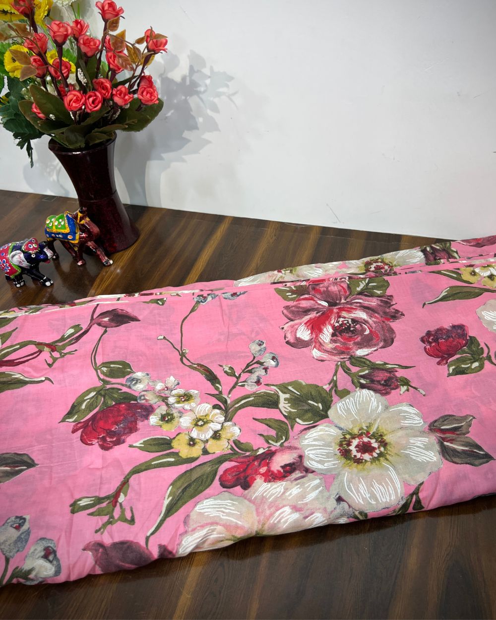 Mal Cotton with Foil Baby Pink Colour 46 Inches Width