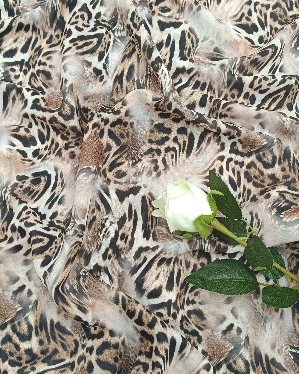 Fox Georgette Digital Print Cream Colour 44 Inches Width
