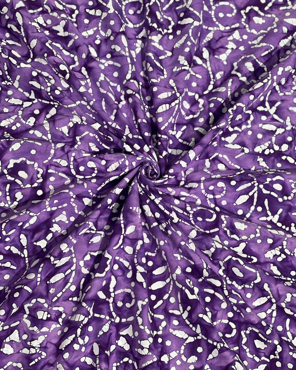 Cotton Hand Blocked Wax Batik Print Purple Colour 46 Inches Width