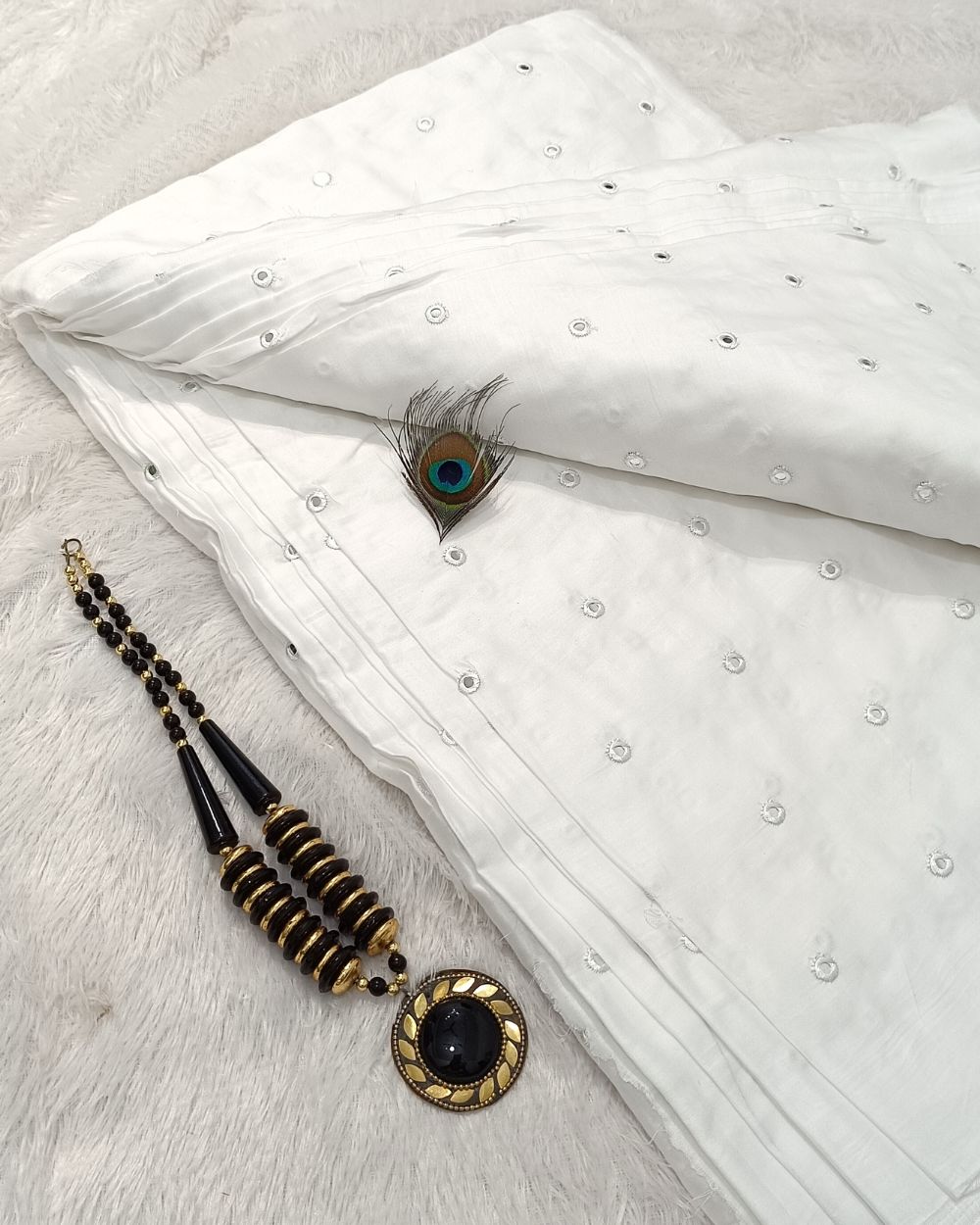 Cotton Abla Work White Colour 42 Inches Width