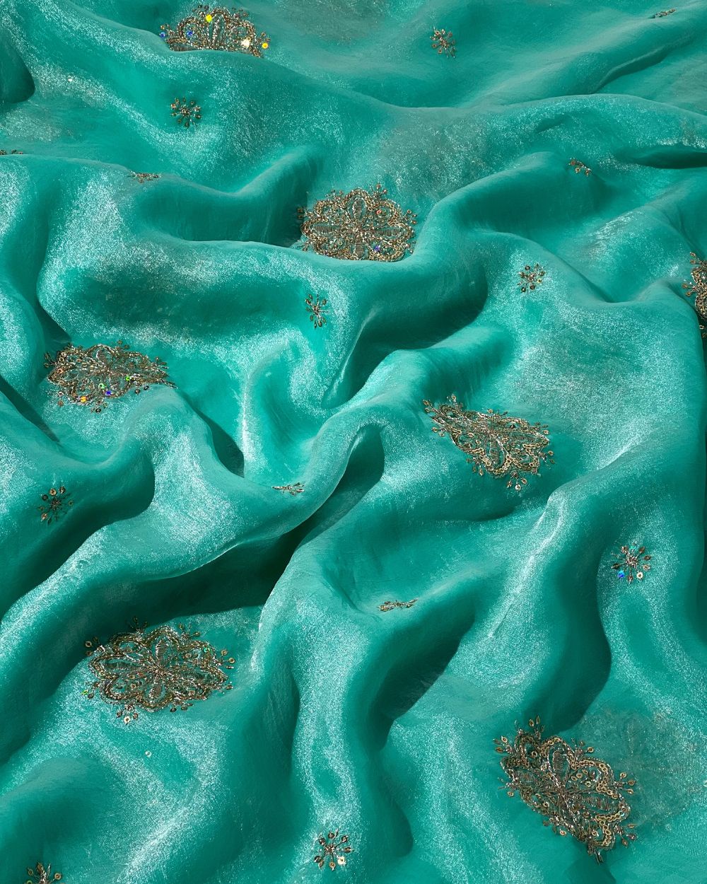 Space Silk Work Sky Blue Colour 46 Inches Width