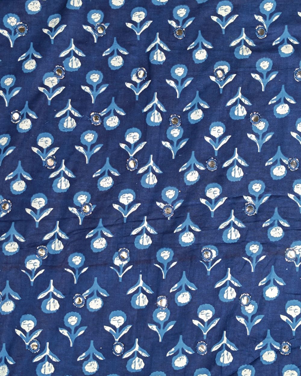 Cotton Abla Work Indigo Blue Colour 42 Inches Width