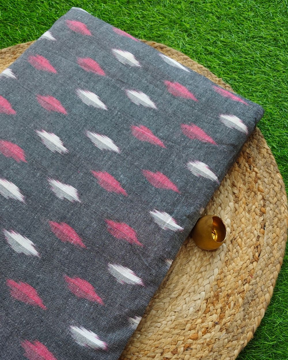 Woven Pure Cotton Ikat Grey Colour 42 Inches Width