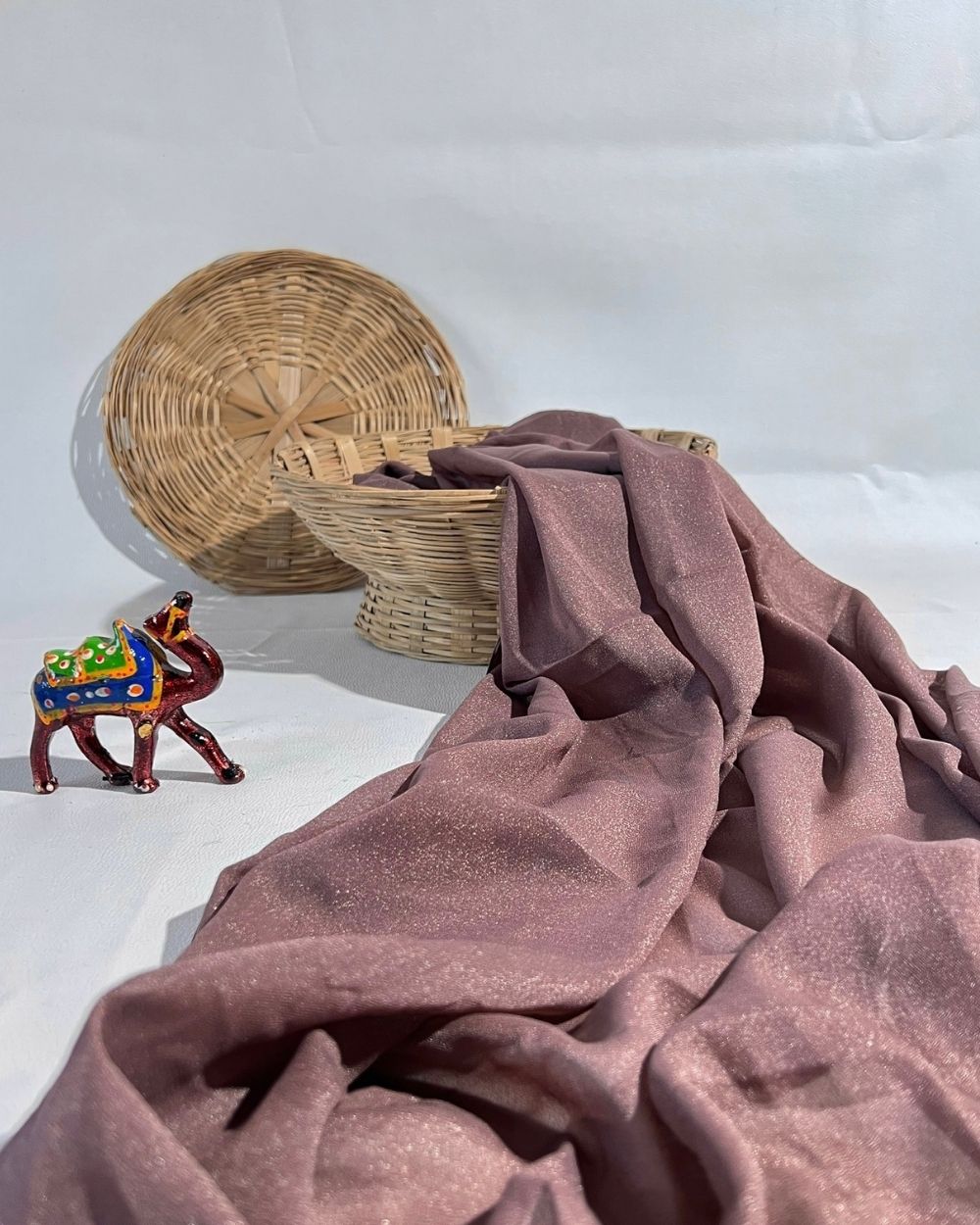 Plain Star Georgette Rasy Brown Colour 44 Inches Width