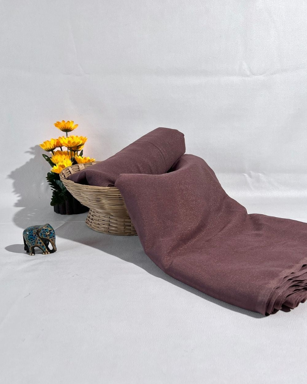 Plain Star Georgette Rasy Brown Colour 44 Inches Width