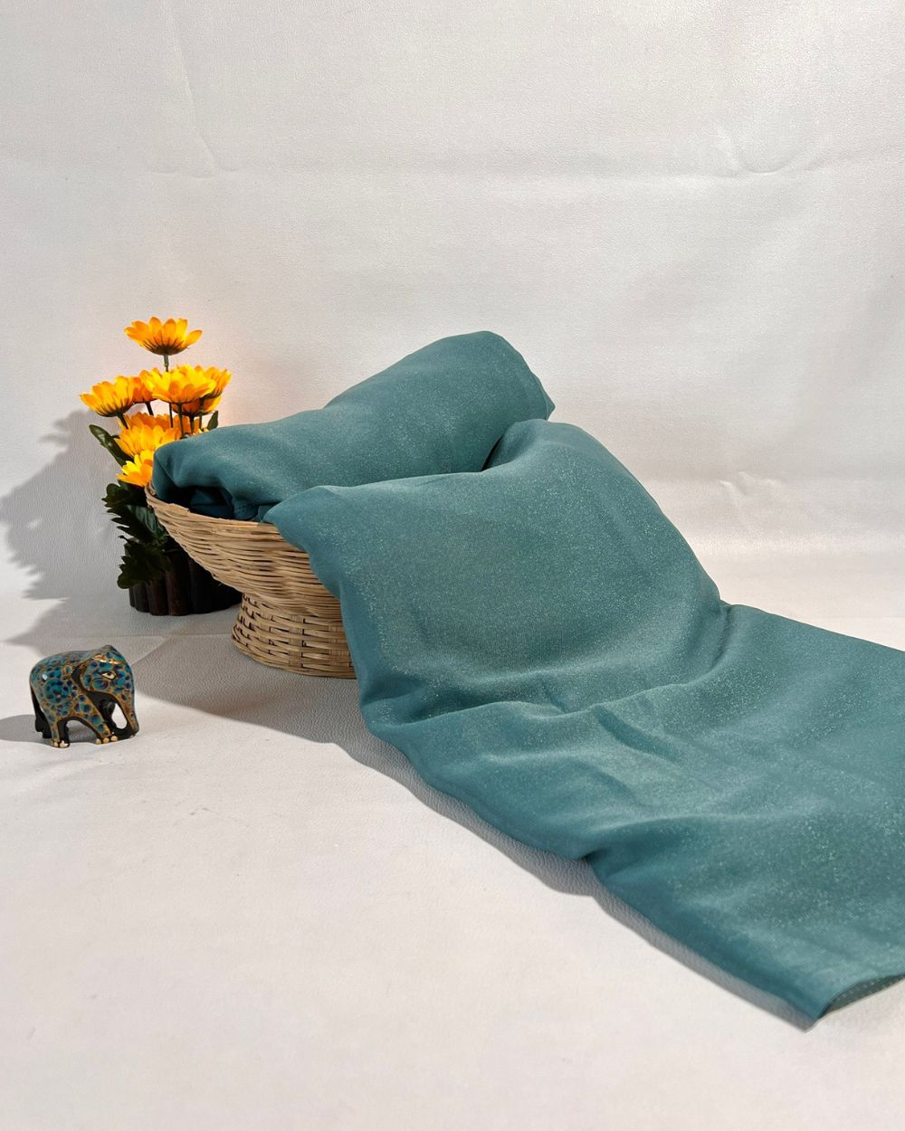 Plain Star Georgette Teal Green Colour 44 Inches Width