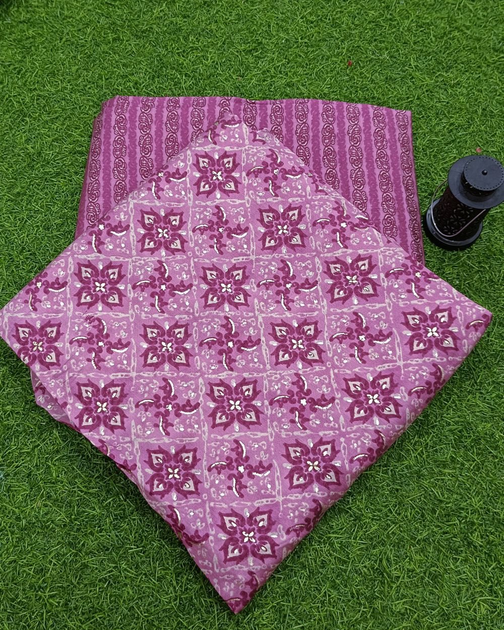 Printed Muslin Unstitched Top (2.40 mtr) & Bottom (2.40 mtr) Set Pink Colour 42 Inches Width