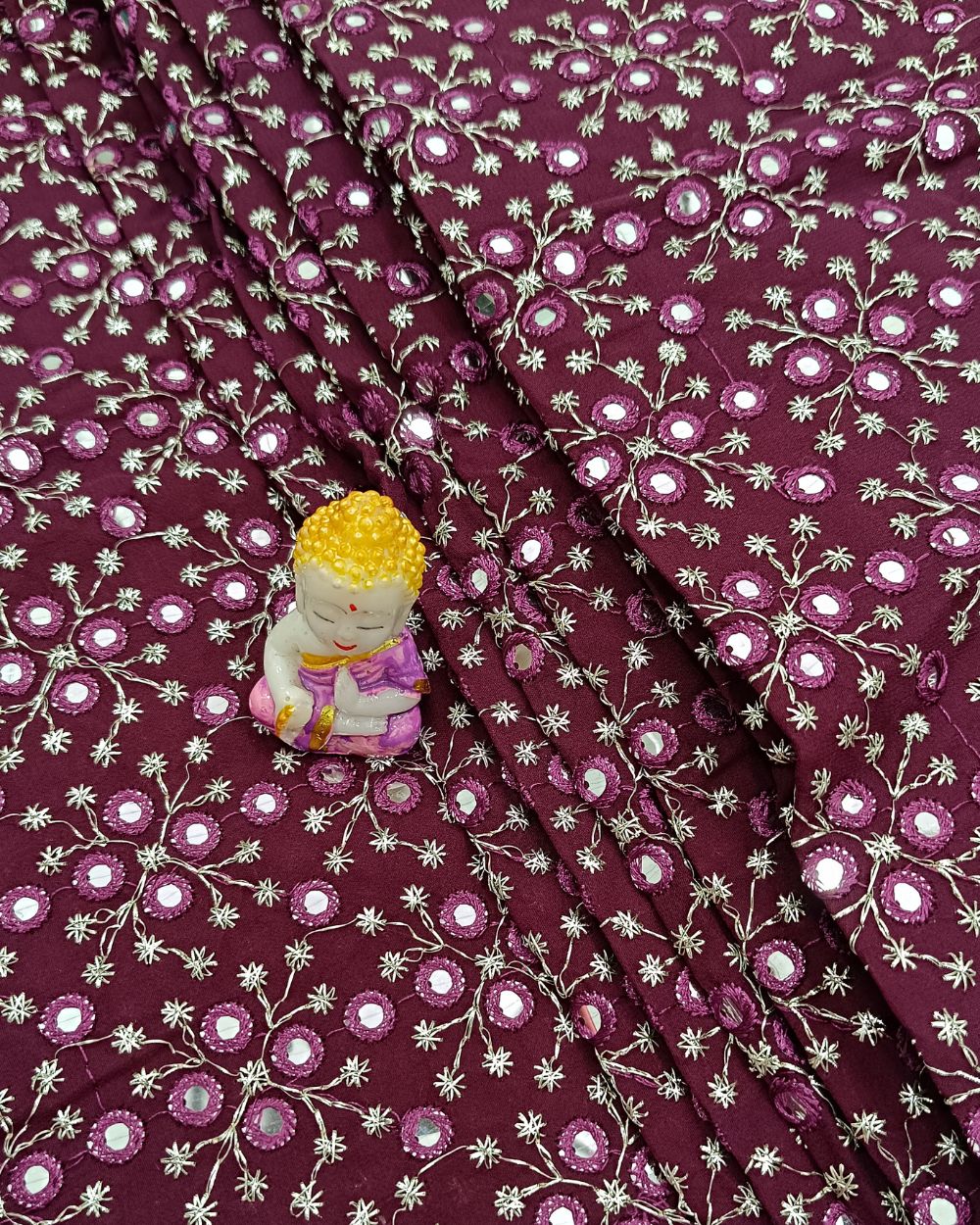 Georgette Abla Work Wine Colour 42 Inches Width