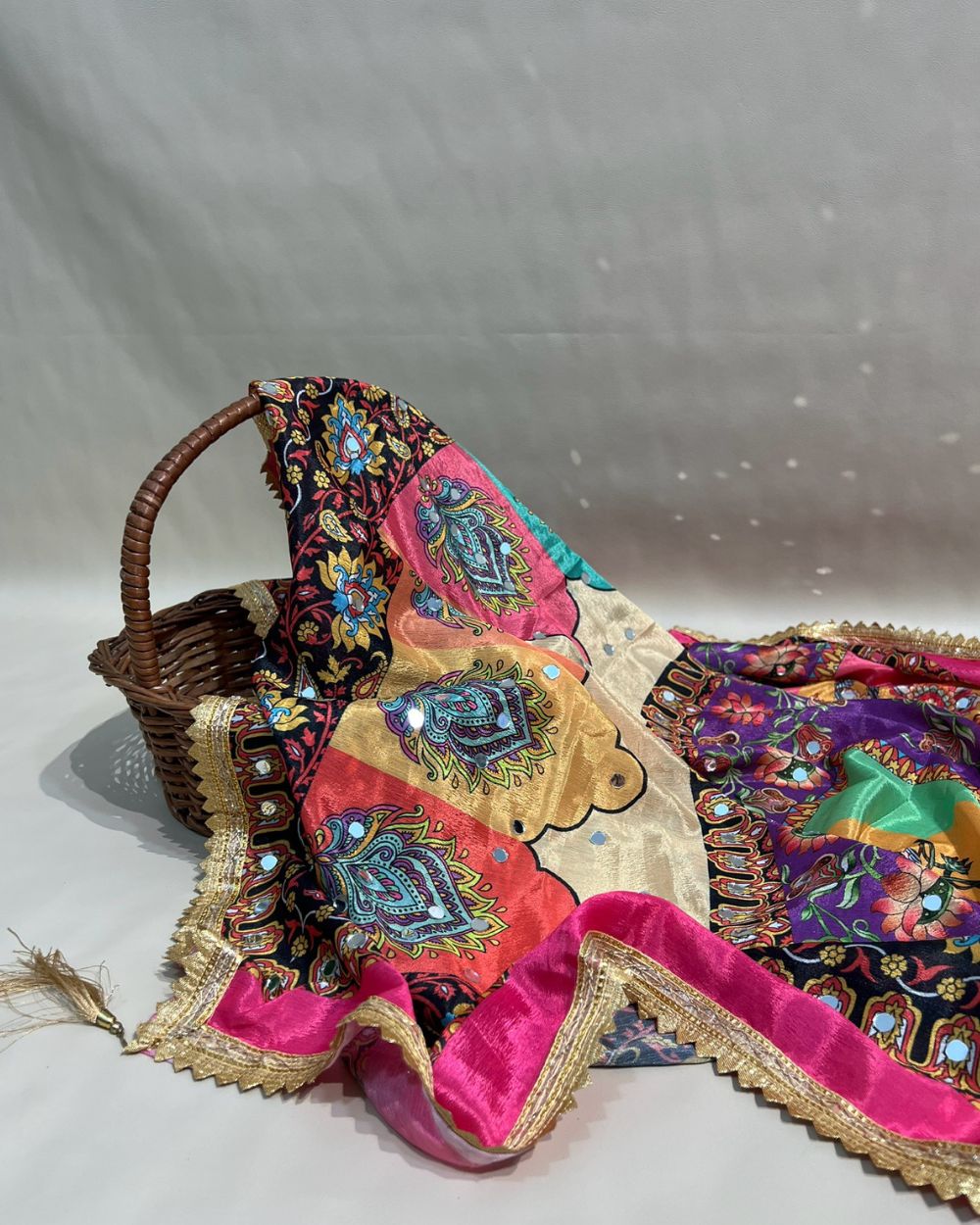 Chinnon Abla Work Dupatta Multicolor 42 Inches Width