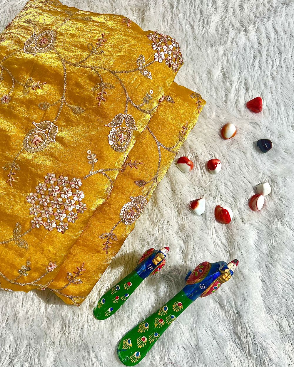 Space Silk Work Yellow Colour 45 Inches Width