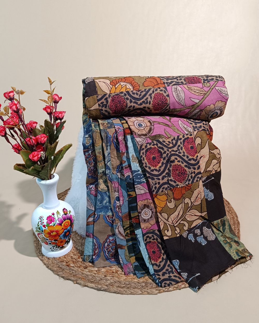 Printed Cotton  Patchwork Quilt Multicolor 42 Inches Width