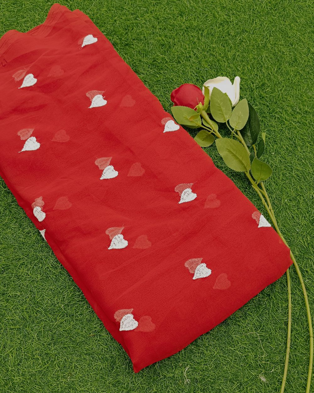 Georgette Work Red Colour 42 Inches Width