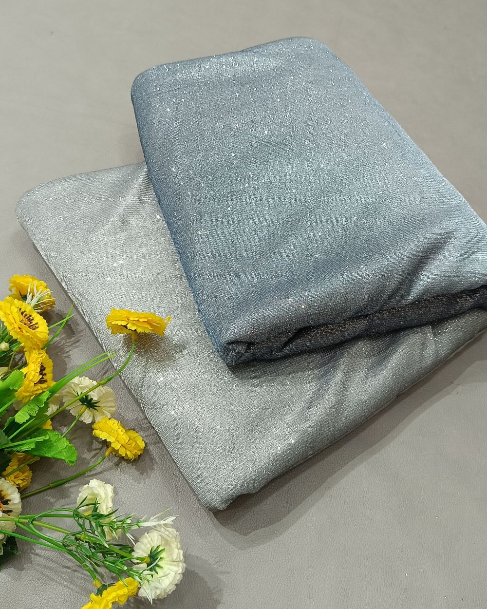 Imported Sparkle Dual Tone Shaded (Silver & Grey) Colour 55 Inches Width