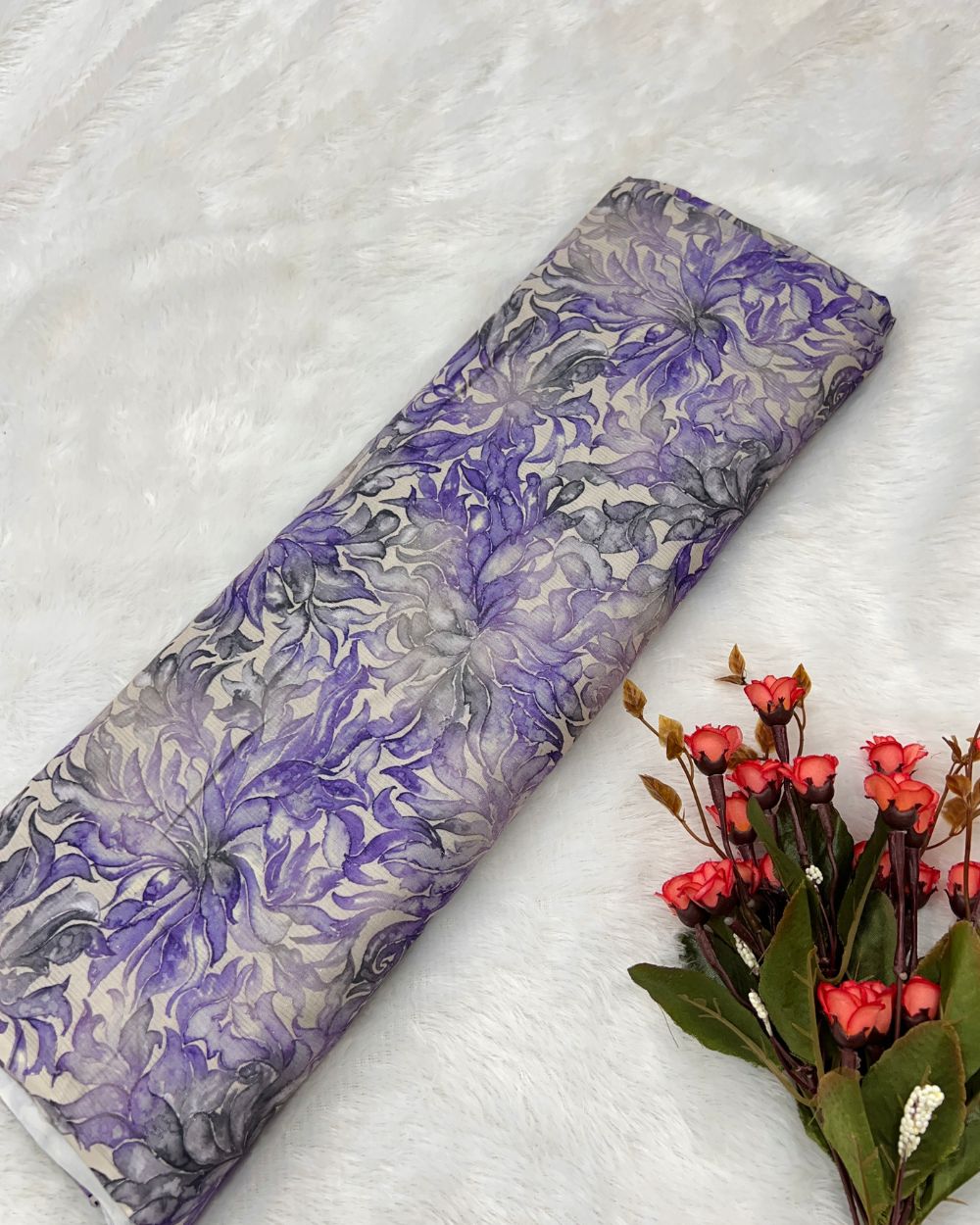 Printed Shimmer Bali Cotton Purple Colour 44 Inches Width