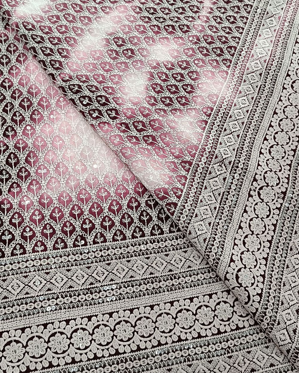 Cotton Shibori Work Wine Colour 46 Inches Width