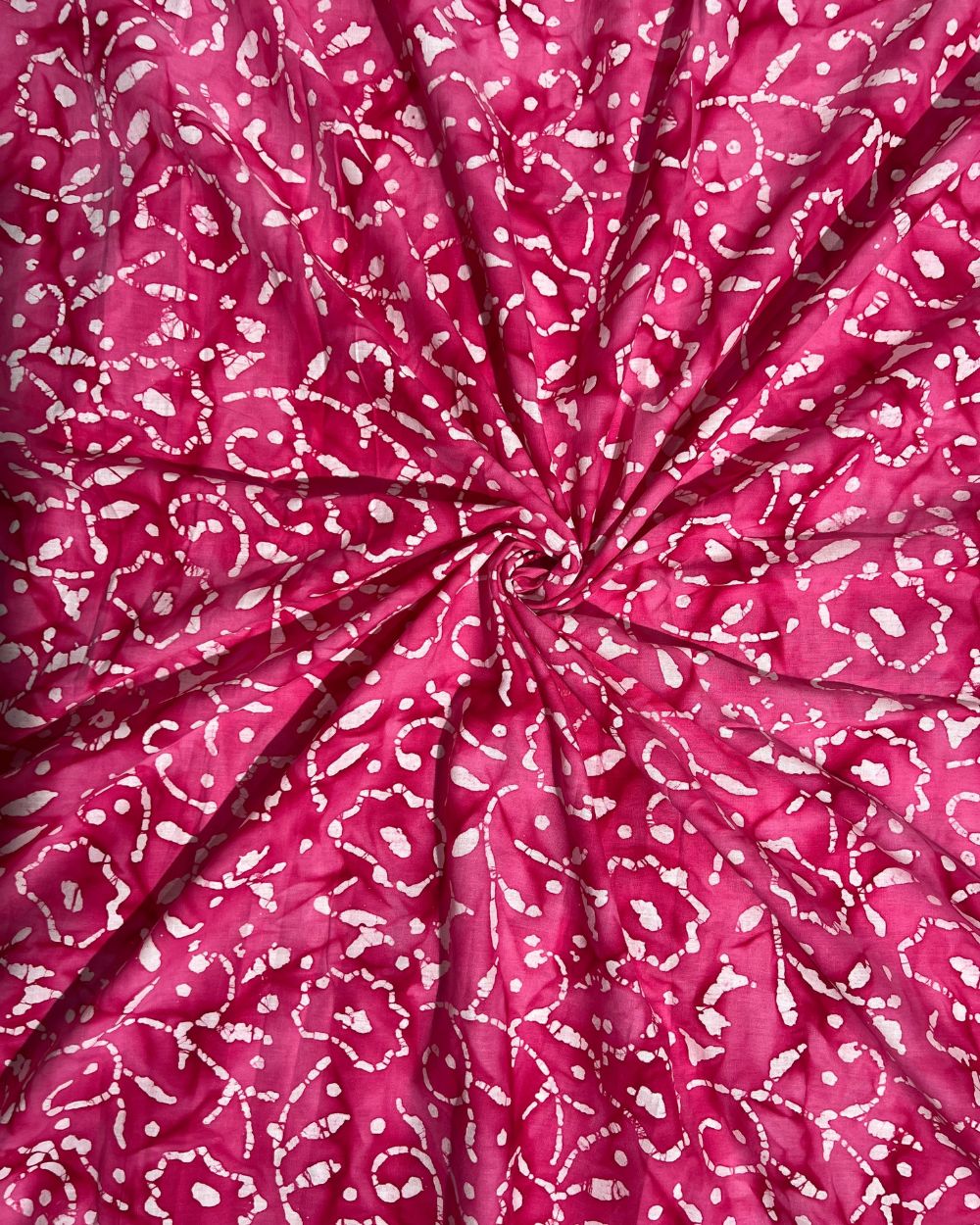 Cotton Hand Blocked Wax Batik Print Rani Pink Colour 46 Inches Width