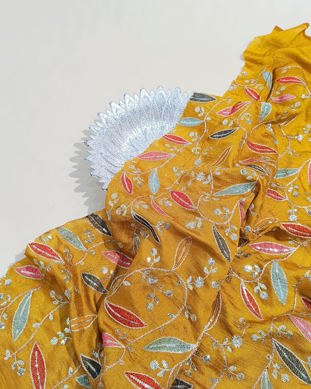 Vichitra Silk Work Mustard Yellow Colour 42 Inches Width