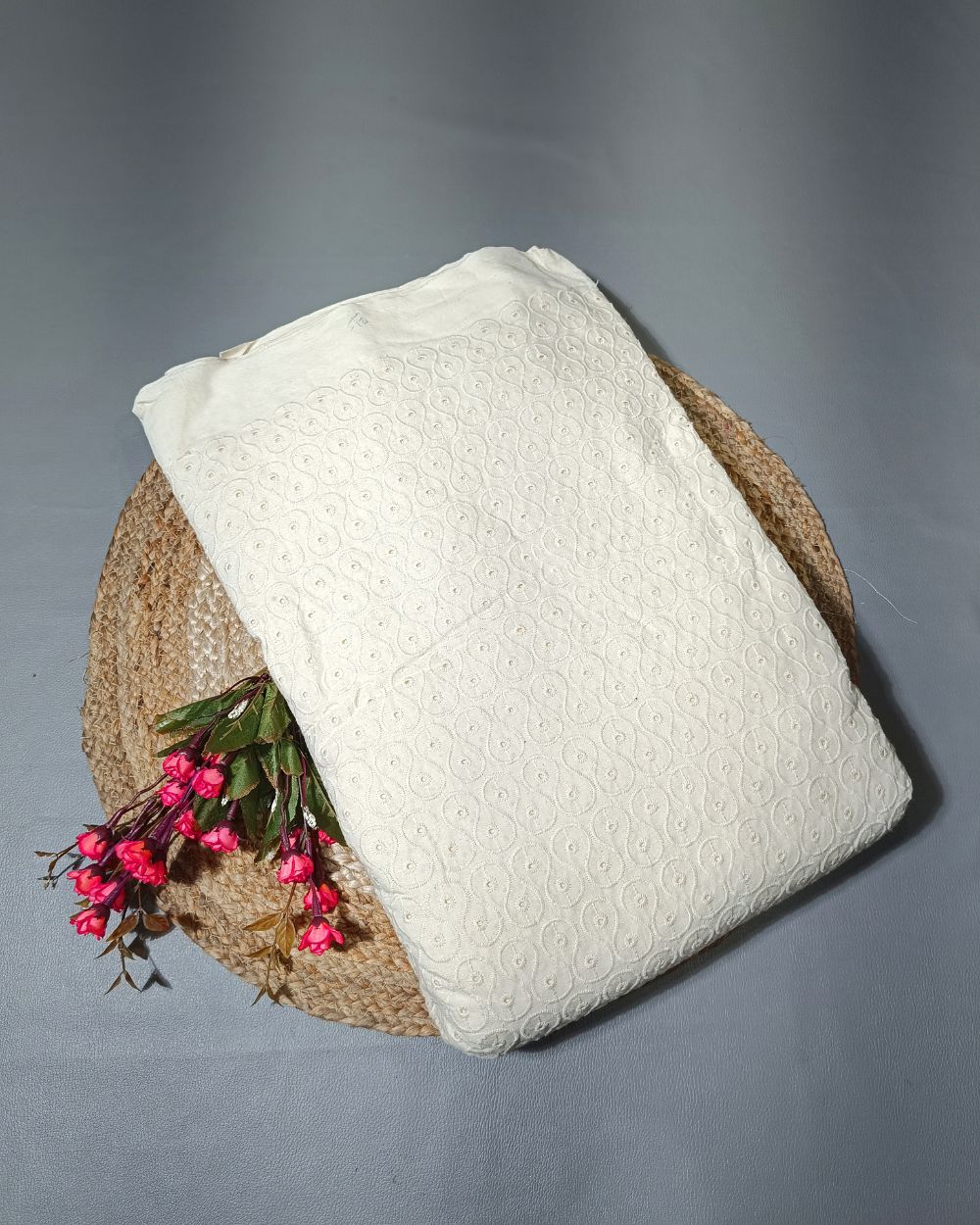 Dyeable Pure Cotton Hakoba Fabric Off White Colour 45 Inches Width