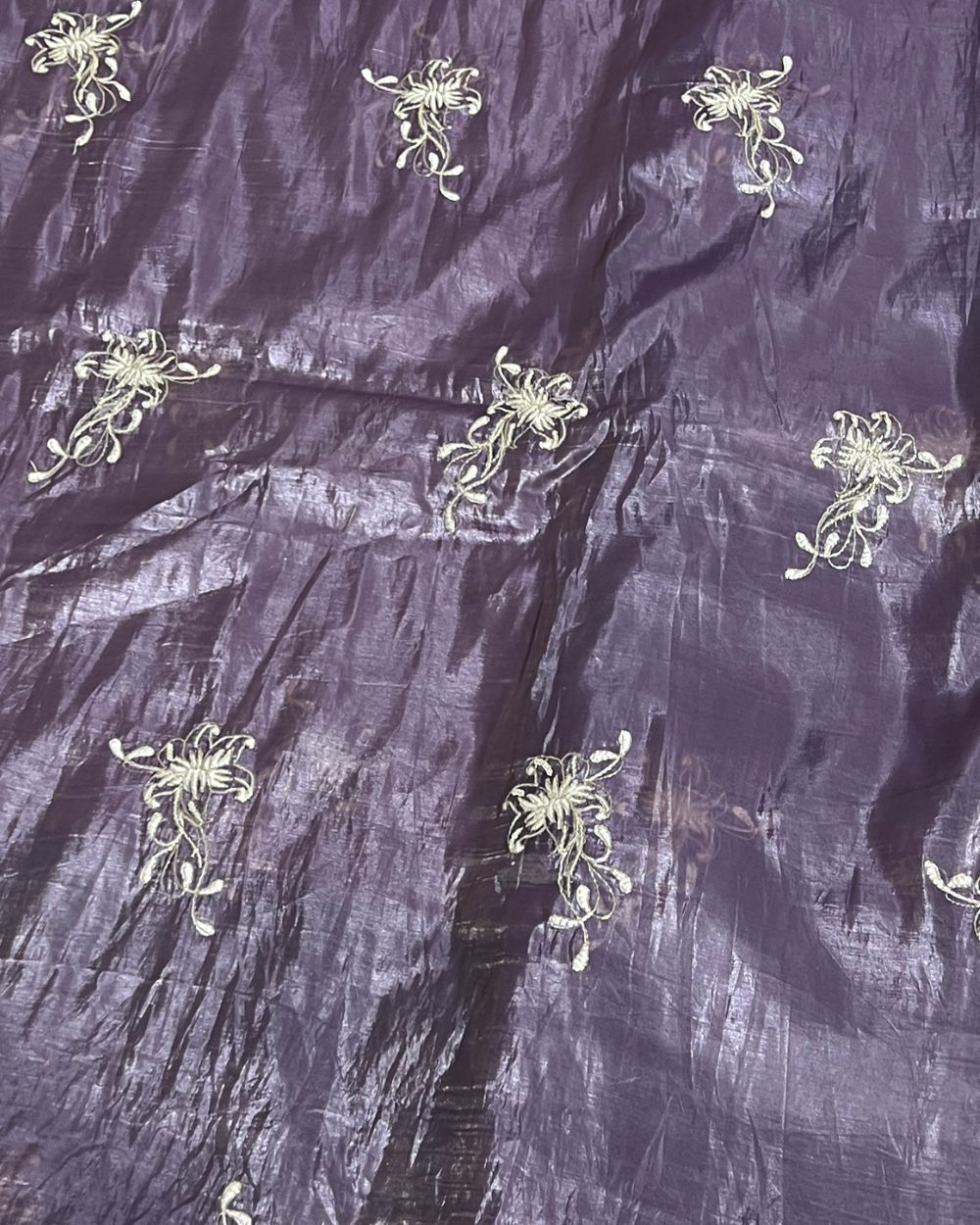 Gold Crush Work Pastel Purple Colour 44 Inches Width