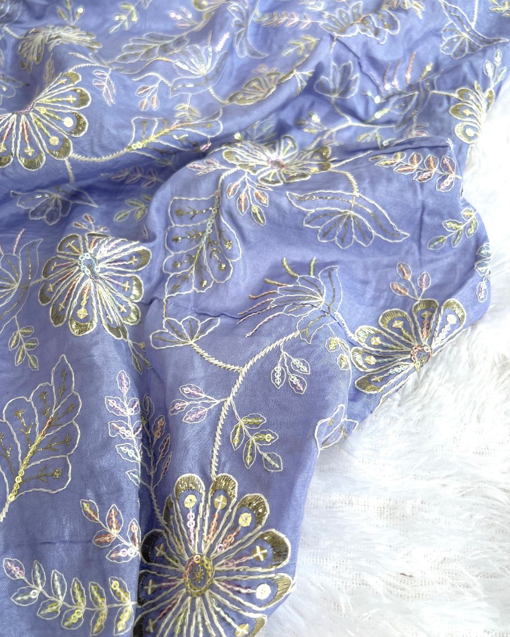 Upada Work Lavender Colour 44 Inches Width