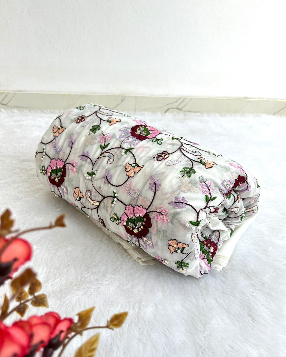 Chanderi Work White Colour 44 Inches Width