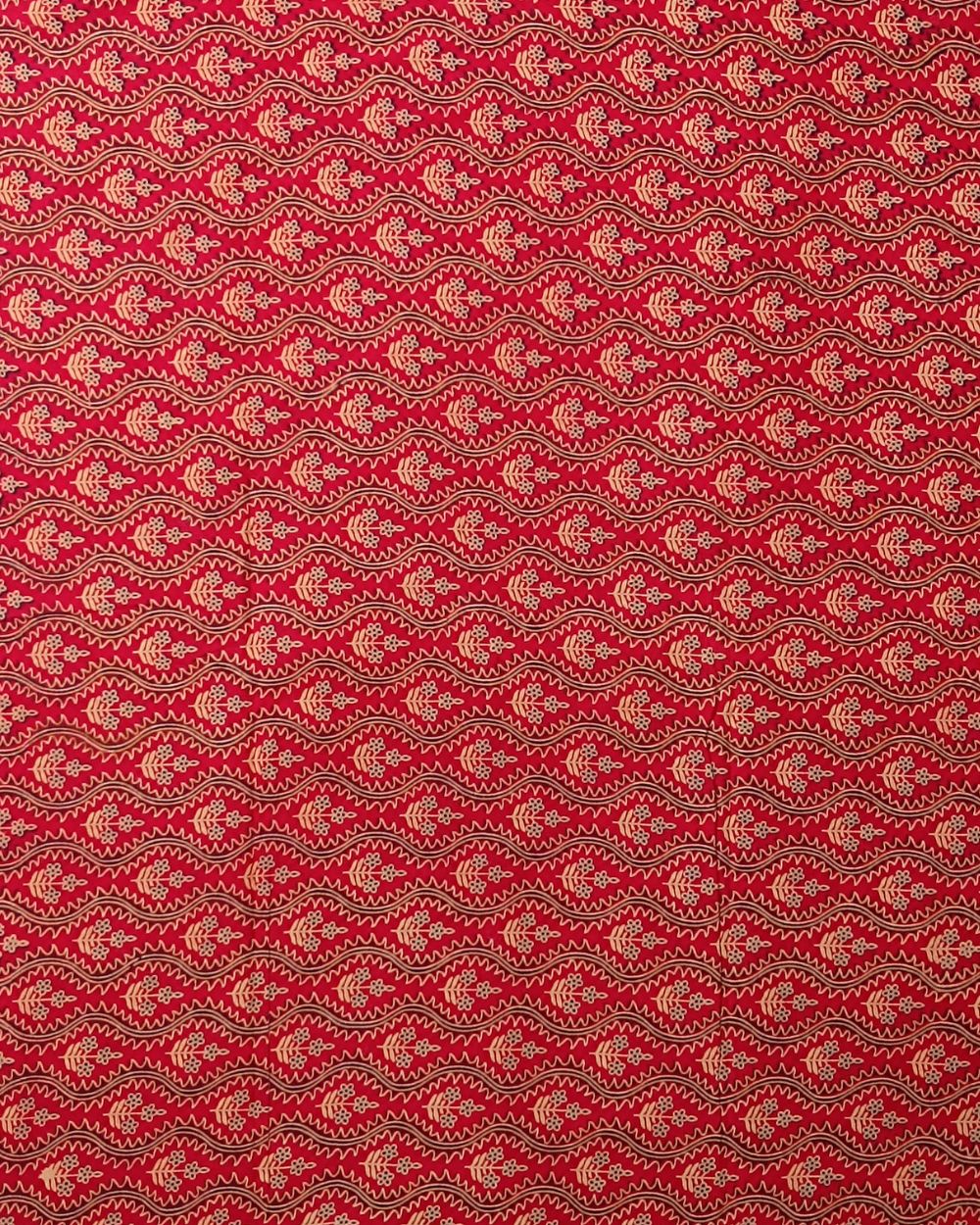 Ajrakh Cotton Natural Dye Block Printed Red Colour 42 Inches Width