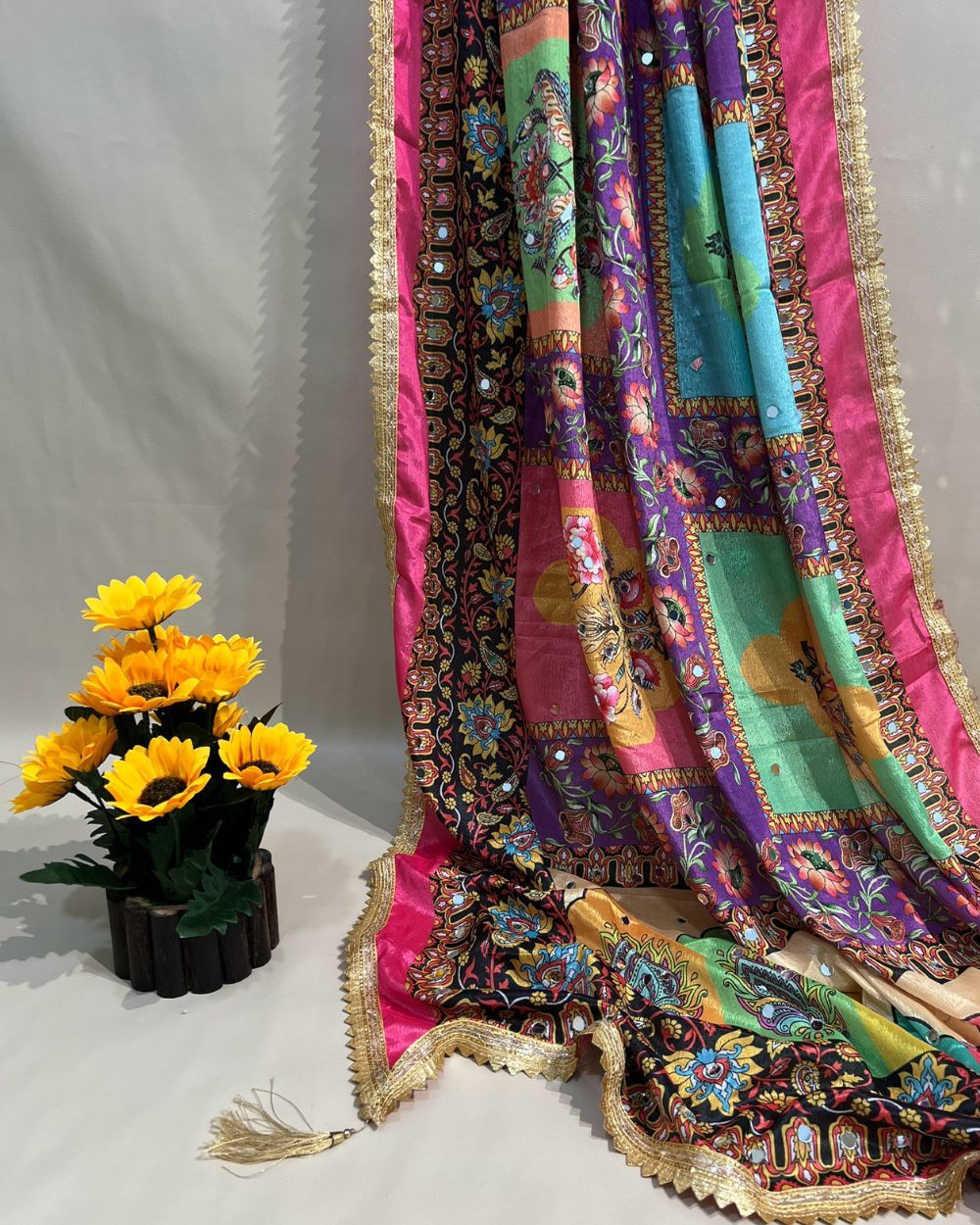 Chinnon Abla Work Dupatta Multicolor 42 Inches Width