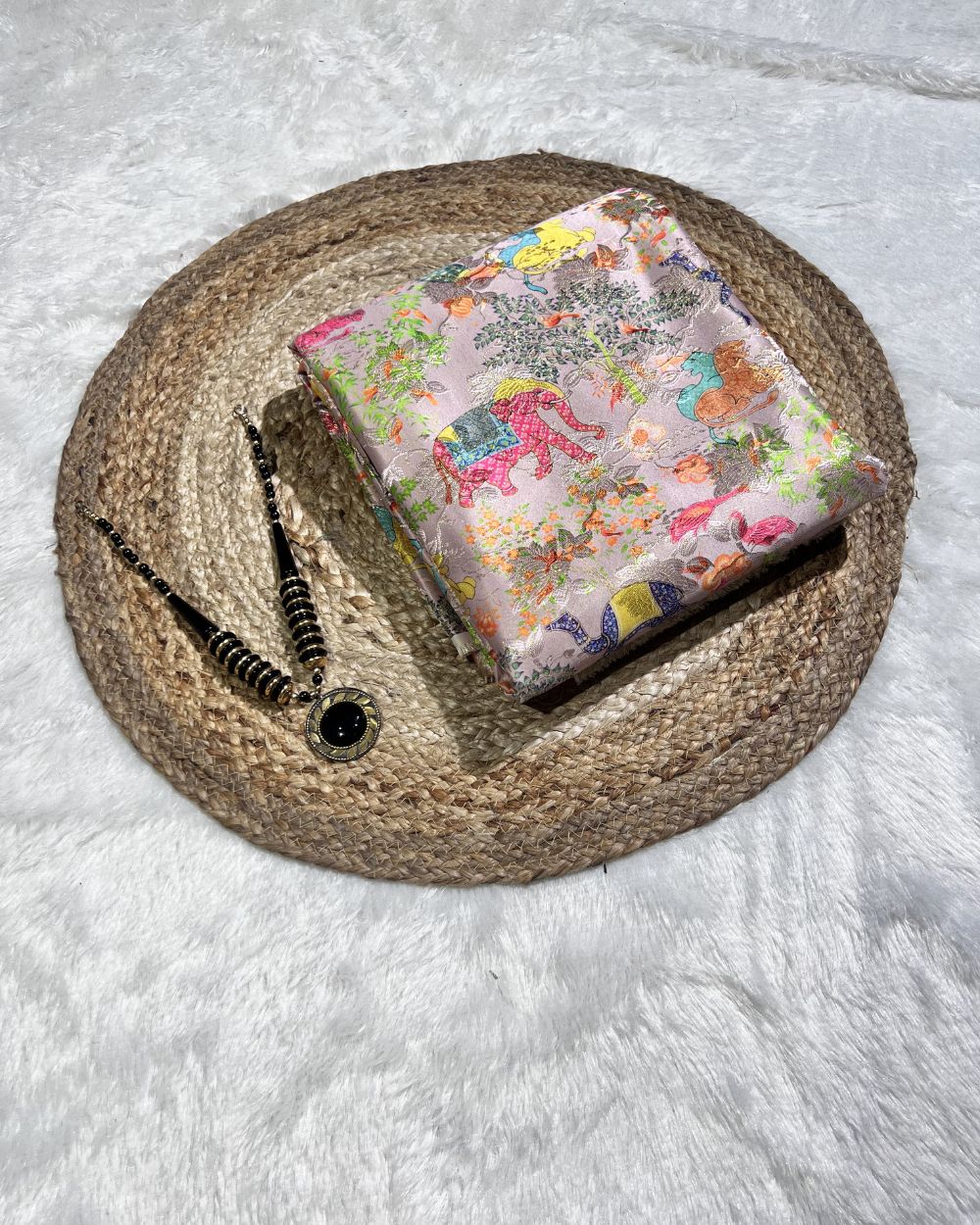Digital Zari Work Cozy Peach Colour 47 Inches Width