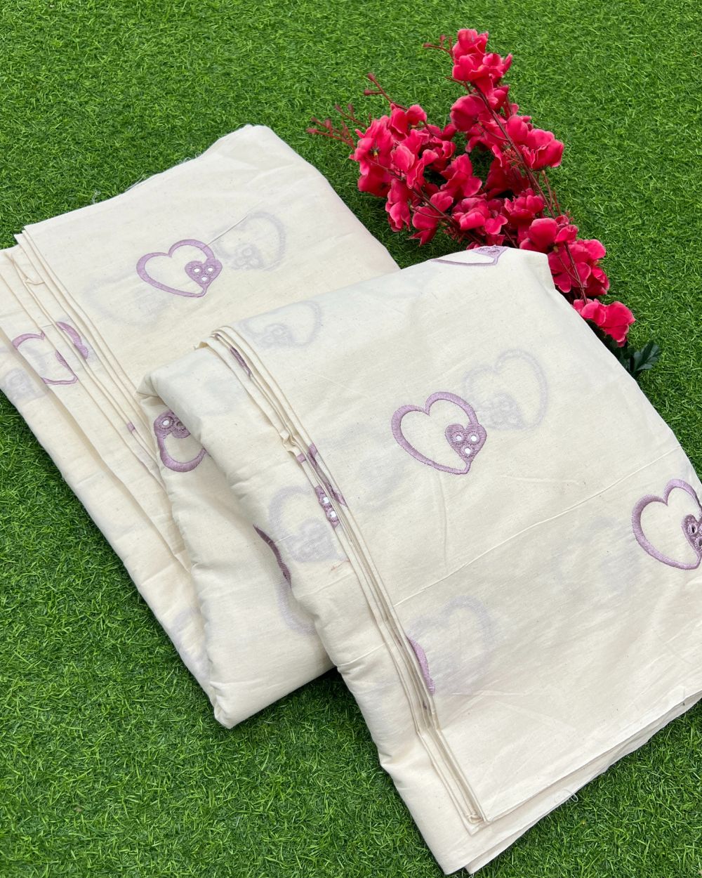 Kora Cotton Work Lavender Colour 45 Inches Width
