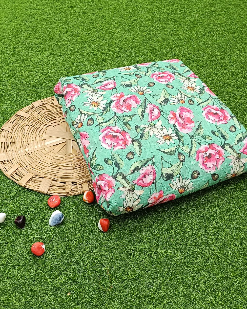 Printed Hakoba Cotton Pista Colour 42 Inches Width