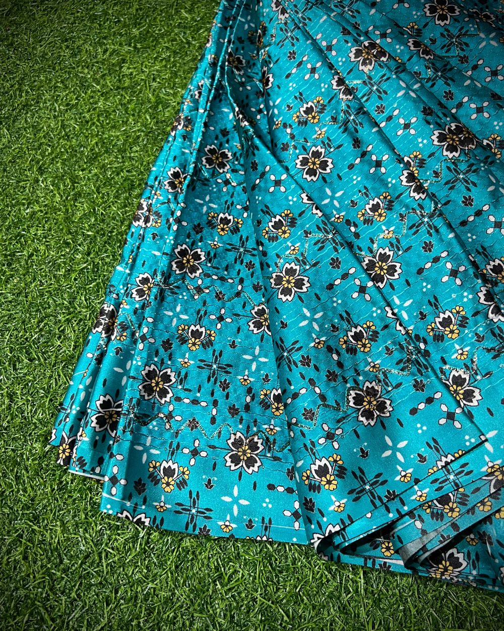 Silk Crochet Work Blue Colour 42 Inches Width